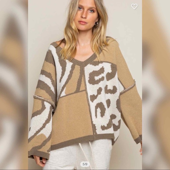 Leslie Sunrise Mixed Print Sweater - Picture 6 of 8